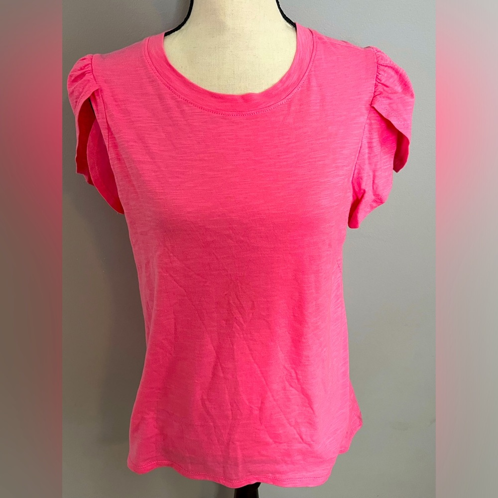 St. Johns Bay Pink Flutter Sleeve Shirt